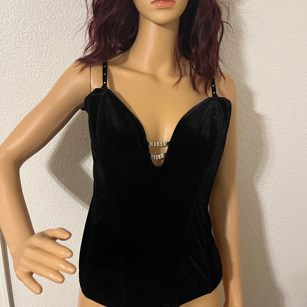 SEXY BLACK VELVET CORSET SZ LARGE